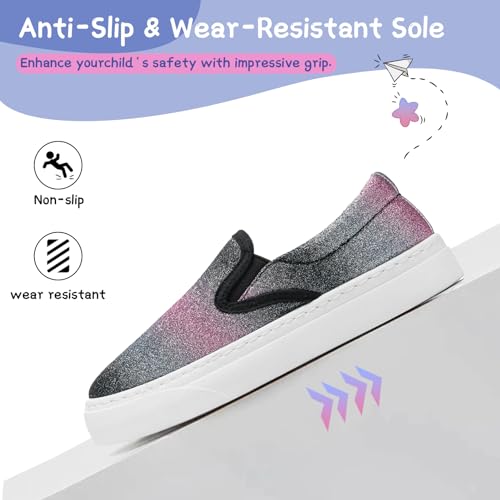 Toddler Sneakers for Girls Boys Low Top Slip On Kids Canvas Casual Shoes Comfortable Walking Sequins Glitter Shoes3