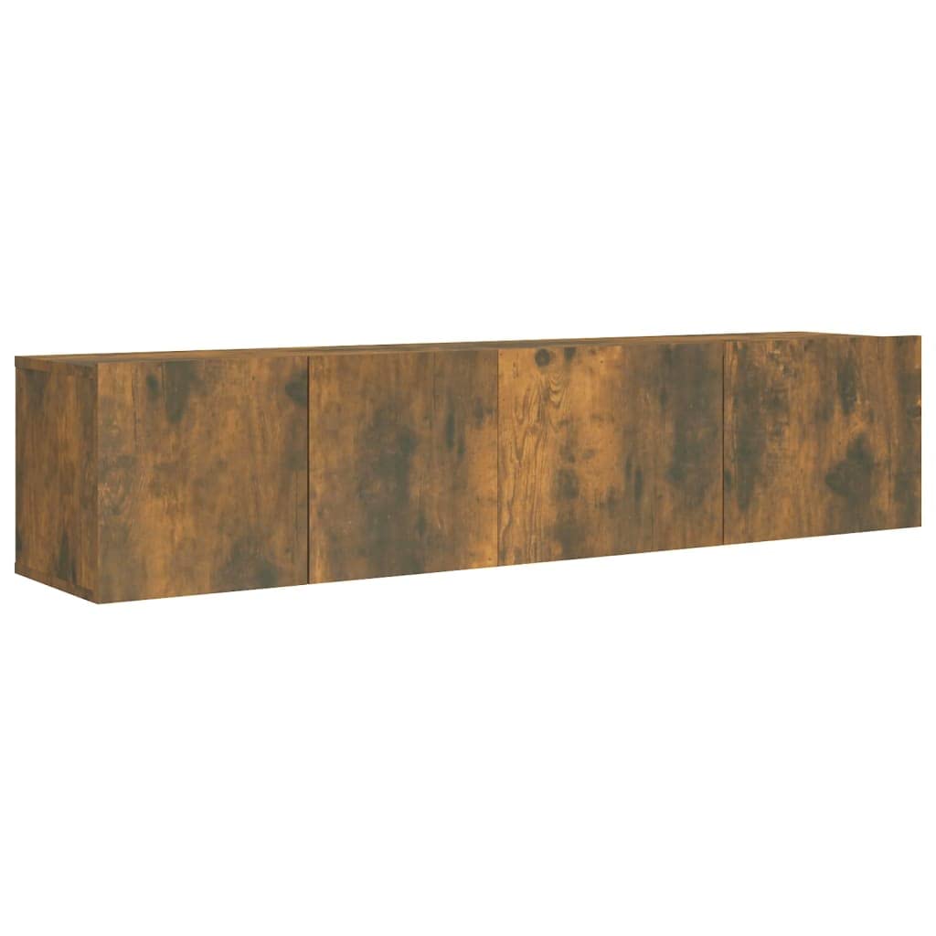 Set di 2 mobili TV sospesi in legno di quercia affumicata, mobile sospeso per TV, moderno, per soggiorno, 60 x 30 x 30 cm e 80 x 30 x 30 cm