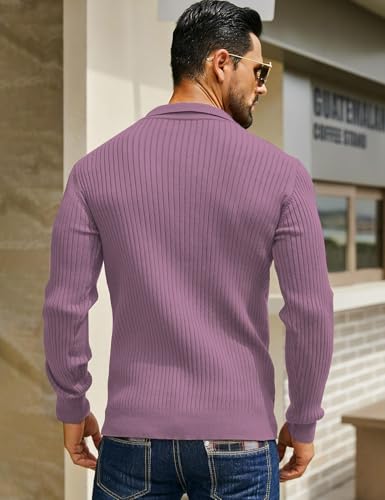 Image of DENIMHOLIC Men's Cotton Full Sleeve Collar Polo Sweater for Men, Rib Knitted Sweaters for Men Winter Sweater for Man