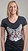 Ann Arbor T-shirt Co. Red Linda Glasses Cat | Sassy Funny Kitty Belcher Cute V-Neck T-Shirt for Women-(Vneck,M)
