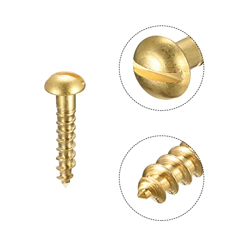 uxcell Tornillos para madera M3 x 16mm Cabeza redonda ranurada Latón Tornillo autorroscante 50 piezas miniatura 4