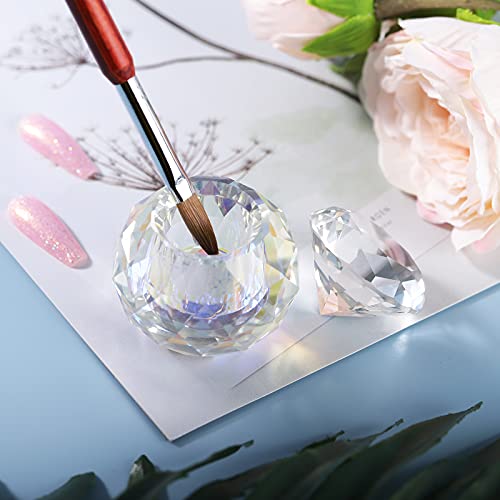 NMKL38 Acrylic Liquid Dish Crystal Clear Pink Glass Lid Bowl Powder Dappen Cup Nail Art Tool Kit