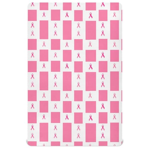 Pfrewn Breast Cancer Awareness Fitted Crib Sheet 52x28x9in
