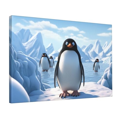 Toile murale moderne pingouin glace tableau salon 30x45 - 3