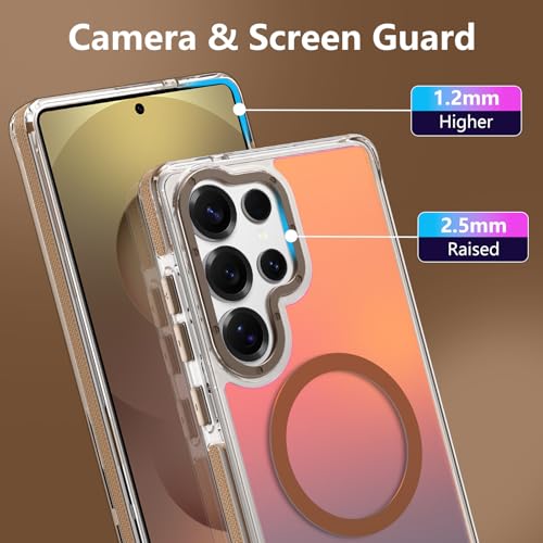 Image of Magnetic Case for Samsung Galaxy S25 Ultra [Compatible with Magsafe] [Cute Fashion Fluorescent Design] [1 Screen Protector] Slim Translucent Matte Case for Galaxy S25 Ultra 6.9 inch, Desert