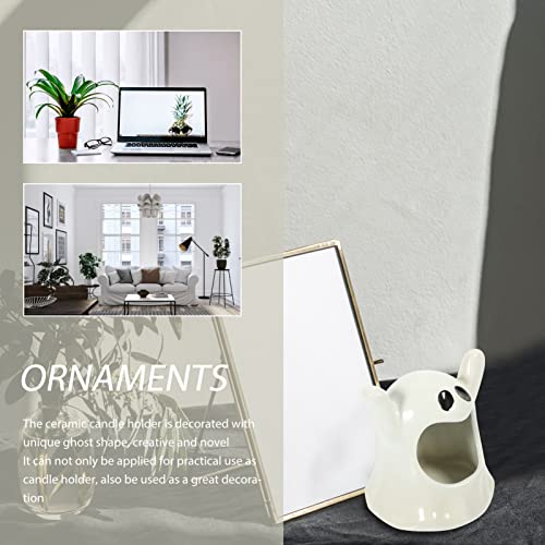 Aboofan Desktop Stand Halloween Candle Holder Ghost Shape Votive Candle Holder Ceramic Tealight Holders For Halloween Table Centerpieces Decorations White Fireplace Lantern #TOP7