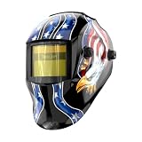 TOOLIOM Solar Powered Welding Helmet Auto Darkening for TIG MIG ARC Welder Mask with Adjustable Shade Range 4/9-13 Blue Eagle Design