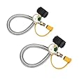 15 Inch RV Propane Hose with Gauge, 2 Pack RV lp Gas Propane Hose Replacement for Two-Stage Regulator, Stainless Steel Braided Camper Propane Hose with 1/4" Male NPT & QCC Type1 Inlet (15in)