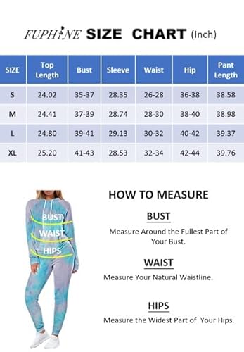 Fuphine Women's Tie Dye Jogger Outfit Sweatsuit 2 Piece Sweatshirt Long Sleeve Hooded And Pants Lounge Sets Tracksuit Light P Xl #TOP3