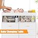 Babevy Changing Table Dresser with Drawers, Baby Dresser with Changing Table Top, Power Outlet, LED Light & Metal Feet, Diaper Changing Station Nursery Organizer for Infants Newborn, White