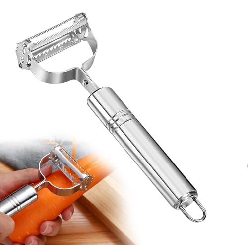 Pelador 3 en 1 para Frutas y Verduras, Pelador Serrado, Cortador Juliana, Utensilio de Cocina para Patatas, Zanahorias