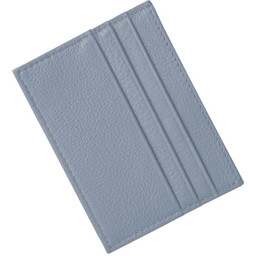 Image of M-Plateau Super Slim Genuine Leather Credit Card Wallet | Card Holder, Small Wallet for Man and Women with 6 Card Slots and 1 Pocket (Grey Blue)
