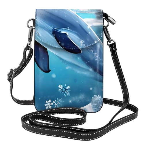 Pegqcvam Winter Delfin Handy-Geldbörse Umhängetasche