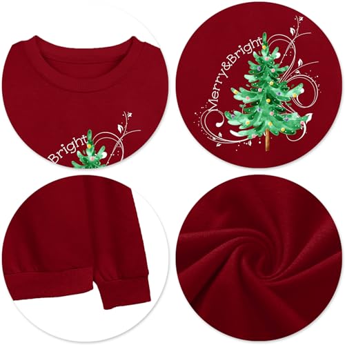 Image of Christmas Sweatshirt Women Merry and Bright Christmas T-Shirt Funny Xmas Lights Blouse Tops Holiday Shirts