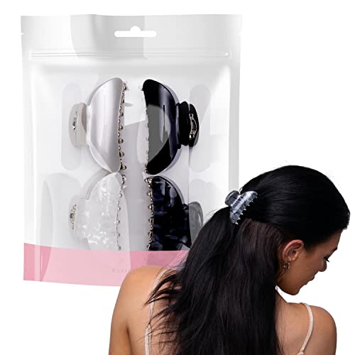 BasicSense Haarklammern-Set, stabil, Glitzer, Marmorklemmen, für Frauen und Mädchen, mittelgroß, Schwarz und Weiß, 6 Stück Cover