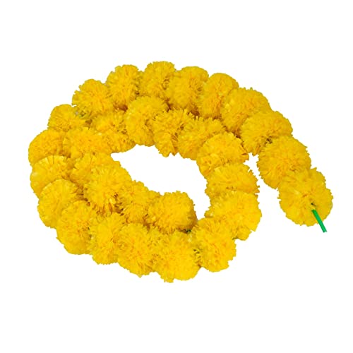 10 Strands Artificial Yellow Flower Marigold Garlands Decoration For Christmas Decor Festival Diwali Decor House Warming Party Faux Décor Wedding Décor Garlands 4.50-5 Feet Long By United Craft Art #TOP3