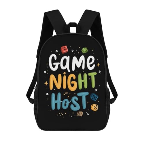 Game Night Host Classic 17 Inch Backpack Travel Daypack Casual Shoulder Bag with Adjustable Strap for Men Women