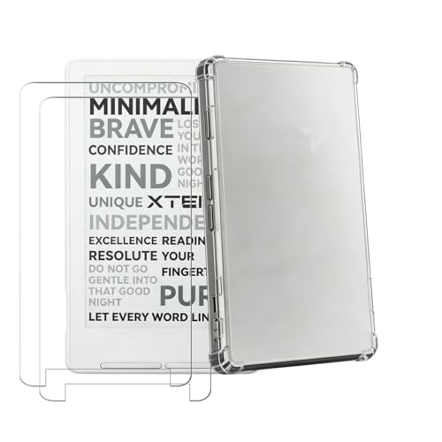TZNZXM Compatible with XTEINK X4 E-Book Reader Case 4.3\", Slim Transparent TPU Cover with Screen Protector, Non-Slip Shockproof Rubber Back Cover with Air Guard Corners for XTEINK eBook Readers