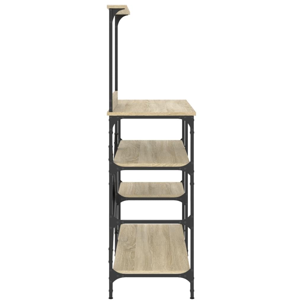 Generisch Bäckerregal Sonoma-Eiche 90x40x132 cm Holzwerkstoff und Metall,Heim Garten,Küche Esszimmer,Küchenhelfer -utensilien,Küchenorganizer,Küchenutensilienhalter -ablagen-845417