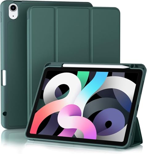 Image of TechTrendz Cover for iPad 11th Generation (A16) / 10th Gen Cover Case with [Right Side Pencil Holder] [Auto Sleep Wake] [Soft Back] (2022 /2025), Case for iPad 11th 11 inch / 10th 10.9 inch - Green