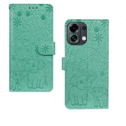 Image of amazon basics Oppo K13 Turbo 5G Flip Cover | Card Pockets Wallet & Stand | Flip Cover for Oppo K13 Turbo 5G (Green Elephant)