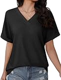 【Tailles et Couleurs】: Tee shirt femme col v sont disponibles en 5 tailles (S, M, L, XL, XXL) et 5 couleurs (Blanc, Bleu, Jaune, Vert, Gris Foncé). Lavables en machine ou à la main à l'eau froide.