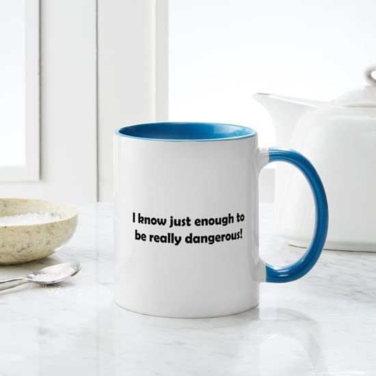 Taza de cerámica CafePress 11 oz blanca interior azul miniatura 6