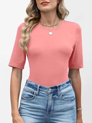 Image of ANRABESS Womens Half Sleeve Tops Crewneck Shirts Basic Fit Work Tee