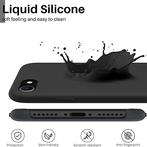 Image of VONZEE Liquid Silicone Soft Back Cover for iPhone 6 Plus & 6s Plus Case, Shockproof Slim Camera & Full Body Protection Non Yellowing Cover with Microfiber Lining & Logo Cut (5.5 Inch) -Black