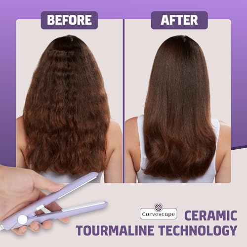 Image of Mini Hair Straightener & Curler, Portable Travel Flat Iron with Ceramic Tourmaline Plates, Compact & Lightweight for Quick Styling, Ideal for Teens and Adults