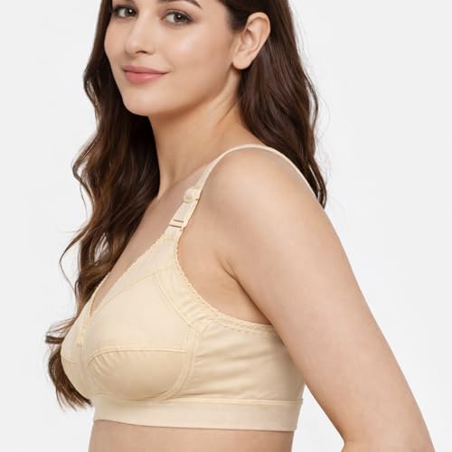 Image of Women Cotton Bra, Soft Breathable Non-Padded Everyday Comfort Bra