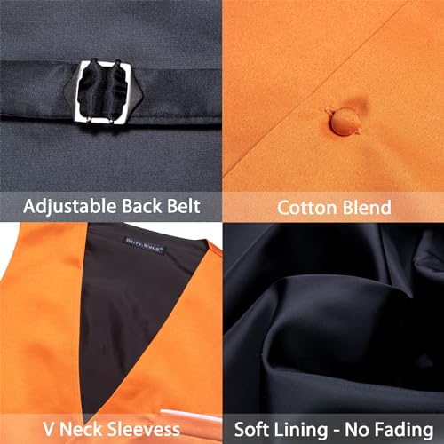 Image of Barry.Wang Mens Suit Vest Bow Tie Set 4PCS Formal V-neck Slim Fit Casual Solid Color Waistcoat Wedding Party Tuxedo