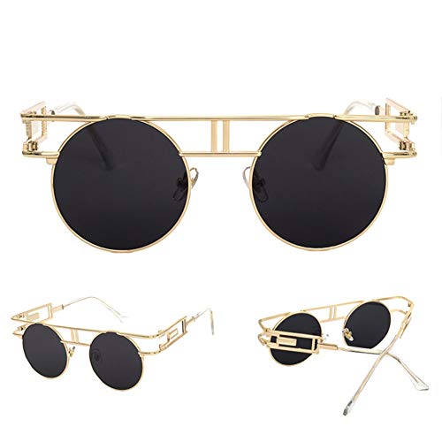 Round Gothic Steampunk Sunglasses Men Retro Metal Sun Glasses Women Accessories3