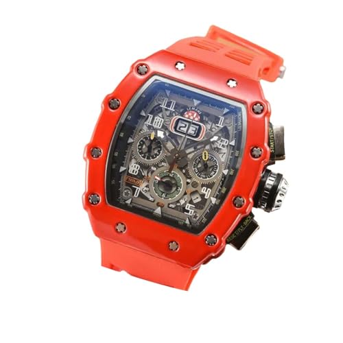 Flohterys Reloj de Lujo para Hombre de Estilo Mecánico, Resistente Al Agua, con 6 Agujas, Segundo Reloj, Reloj de Cuarzo con Forma de Barril de Vino 6