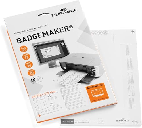 Durable Badgemaker Table Place Name Holder Inserts 61 /122 X 150Mm - Pack Of 20 Inserts - Printable Place Holder Inserts - Create Professional Tags In