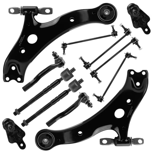 12pc Front Lower Control Arms Suspension Kit Fit for 2007-2011 Toyota Camry (USA Built Models Only) w/Ball Joints Inner Outer Tie Rods End -K620333 K500044 K750011 K750123