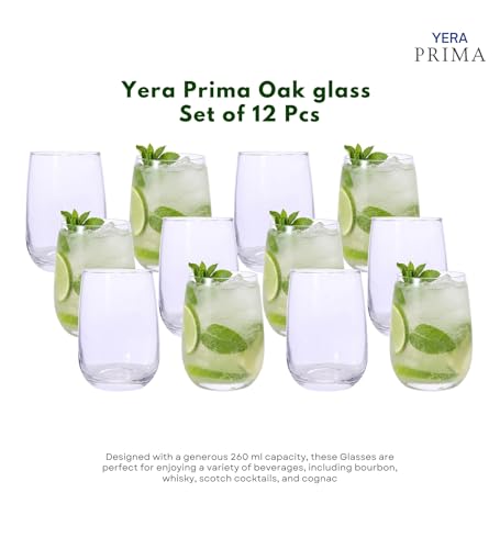 Image of Yera Prima Aqua Water /Juice /Cocktail Glasses- 260 ml Each -Set of 12 pcs