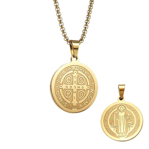 Cadeau de foi précieux : médaille de Saint Benoît avec sa chaîne vénitienne pour célébration