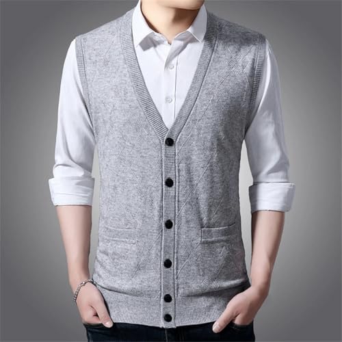 Men's V-Neck Wool Vest Solid Color Business Knitted Vest Single-Breasted Cardigan3