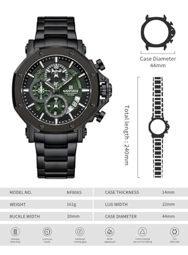 Image of NAVIFORCE NF8065 Rugged Watch with Date and Stopwatch Features Analog Watch