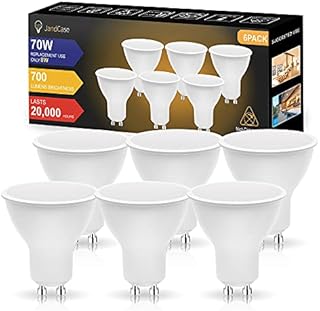 JandCase GU10 LED Bulbs Warm White 3000K, 8W LED Spotlight GU10 70W Halogen Equivalent, Super Bright 700LM, Energy Saving Light Bulbs, GU10 Spotlight Bulbs, 120° Beam Angle, Non-Dimmable, 6 Pack
