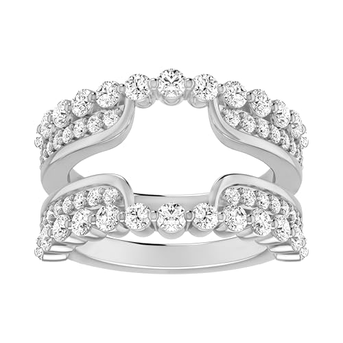 Enhancer Guard Ring, 1.21 Cttw Round Cut Natural Diamond Wrap Ring in 10K White Gold, Women's Engagement Ring, Wedding Ring