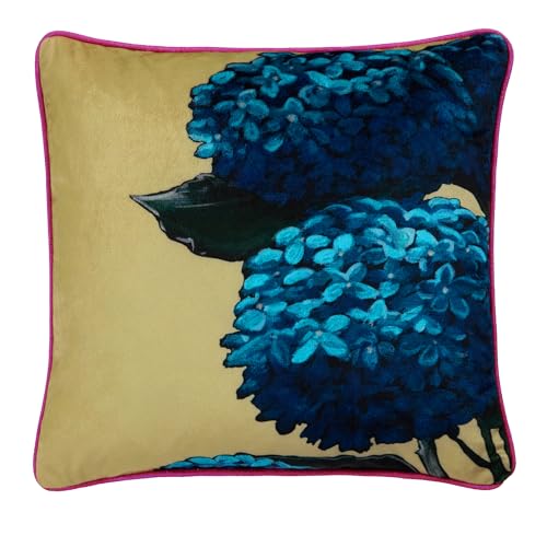 Laurence Llewelyn-Bowen - Luxury Hydrangea Cushion - 43 x 43cm - Reversible Designs Stripe - Filling/Padding Included - Piped Edge - Floral Cushion - Hiyah Hydrangea Collection