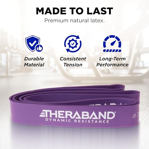 Image of THERABAND High Resistance Band, Extra-Heavy Elastic Super Band for Full Body Workouts, Physical Therapy, Strength Training, Durable 41 inch Loop Exercise Band, 50 lbs Resistance