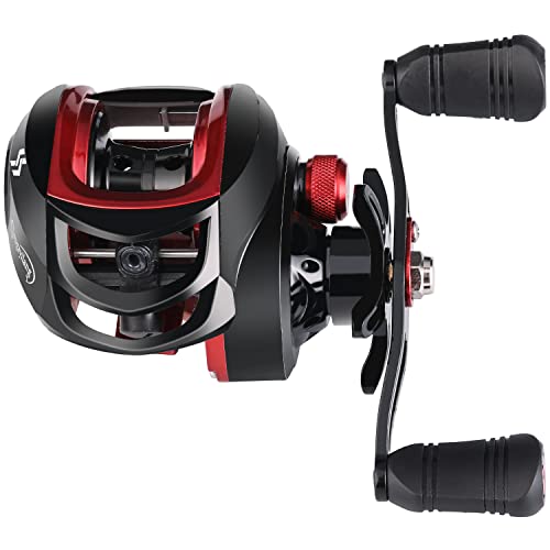 Image of Sougayilang Baitcasting Reels, Super Smooth Baitcast Reel with Magnetic Braking System Baitcaster Reel-Red-Right