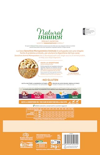 Natural Trainer Sensitive No Gluten, Hundefutter für Erwachsene Hunde mit Lachs, 3 kg
