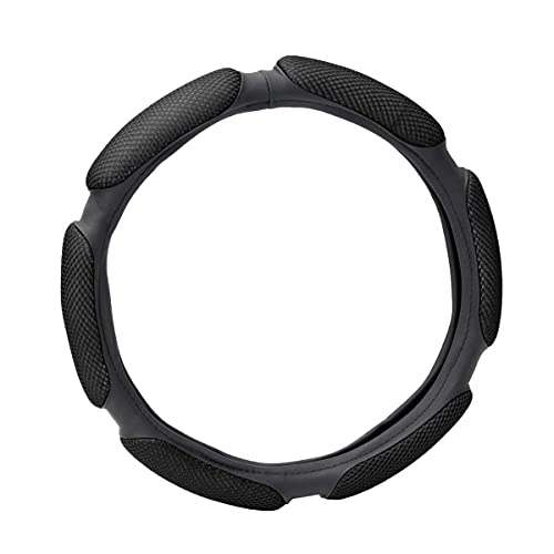 Image of HSR Car Accessories in Universal 15 inch Car Steering Wheel Cover, Emboss Holes, Microfiber, Anti-Slip Matte Finish, Soft Padding Great Hand Feel (Black)