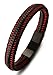 Halukakah ● Jazz ● Men's Genuine Leather Bracelet Maserati Red/Gun Black/Sail Blue/Moonlight Silver Titanium Magnetic Clasp Size Adjustable 8.2"-8.7"(21-22cm) Free Giftbox
