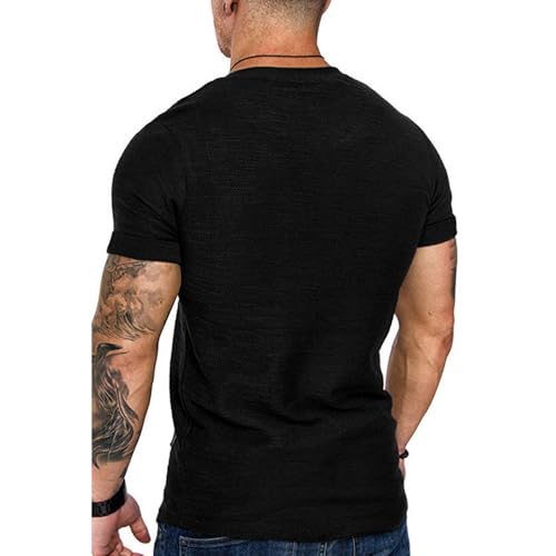 Mens V Neck Breathable Slim Fit Short Sleeve Casual Athletic Shirts2