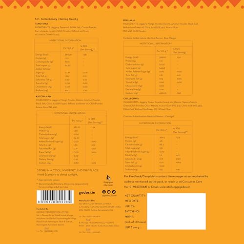 Image of GO DESi POPz Trial Pack, Tangy Imli, Kaccha Aam, Real Aam, Chilli Guava, 20 pieces, 100% Natural,160 /140g